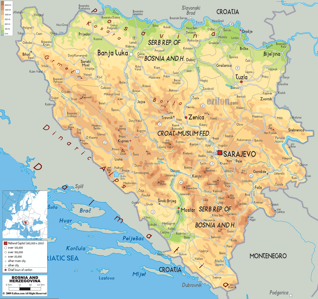 interaktivna karta bosne i hercegovine Reljef   DINARSKO GORJE interaktivna karta bosne i hercegovine