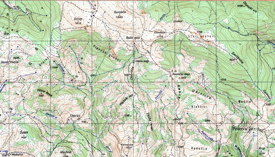 topografska karta 1 25000 Vitreuša   DINARSKO GORJE topografska karta 1 25000