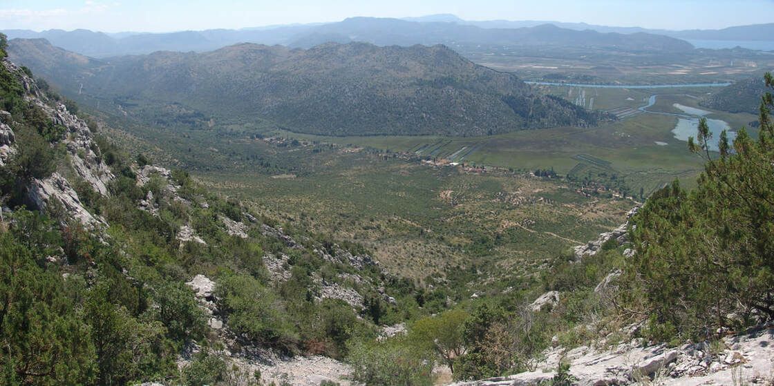 Pogled s padina Rujnice na selo Desne u južnom podnožju planine