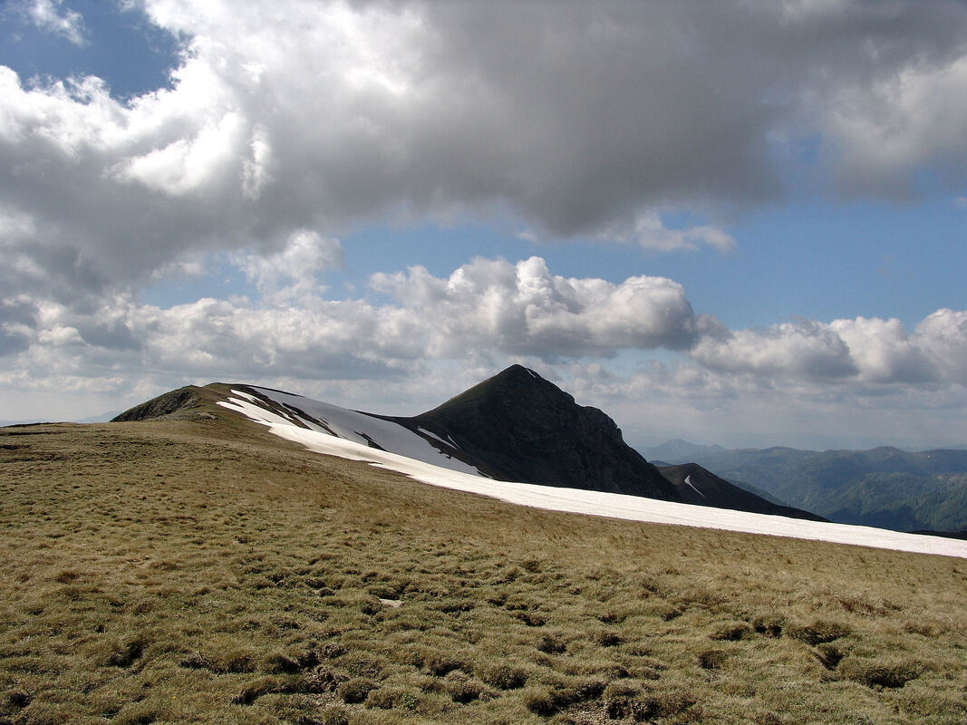 Zaravnjeno tjeme Magliča kučkog i pogled na najviši vrh