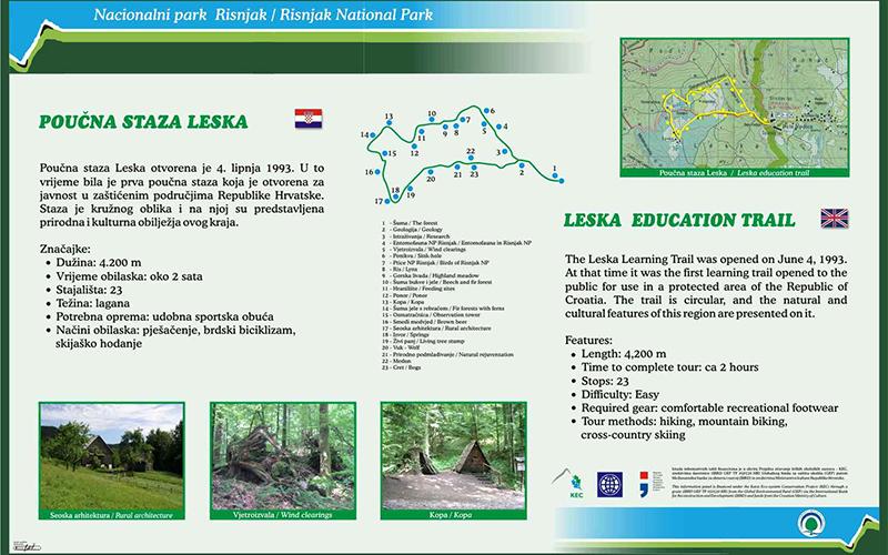 Informativna ploča na poučnoj stazi Leska
