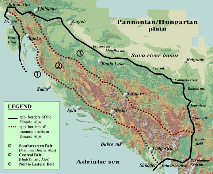 karta planina hrvatske Planine   DINARSKO GORJE karta planina hrvatske