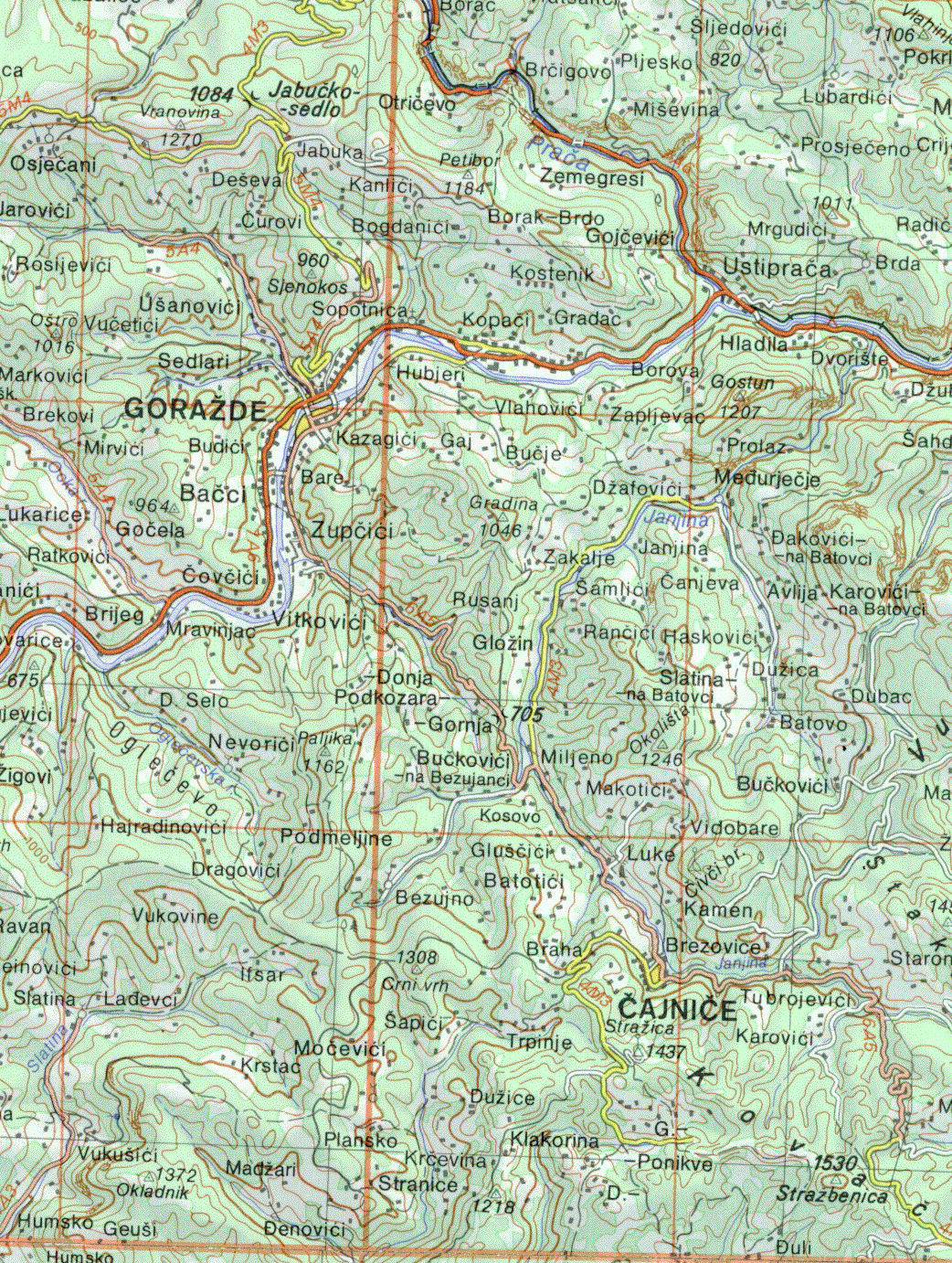 topografska karta slavonije Vučevica   DINARSKO GORJE topografska karta slavonije