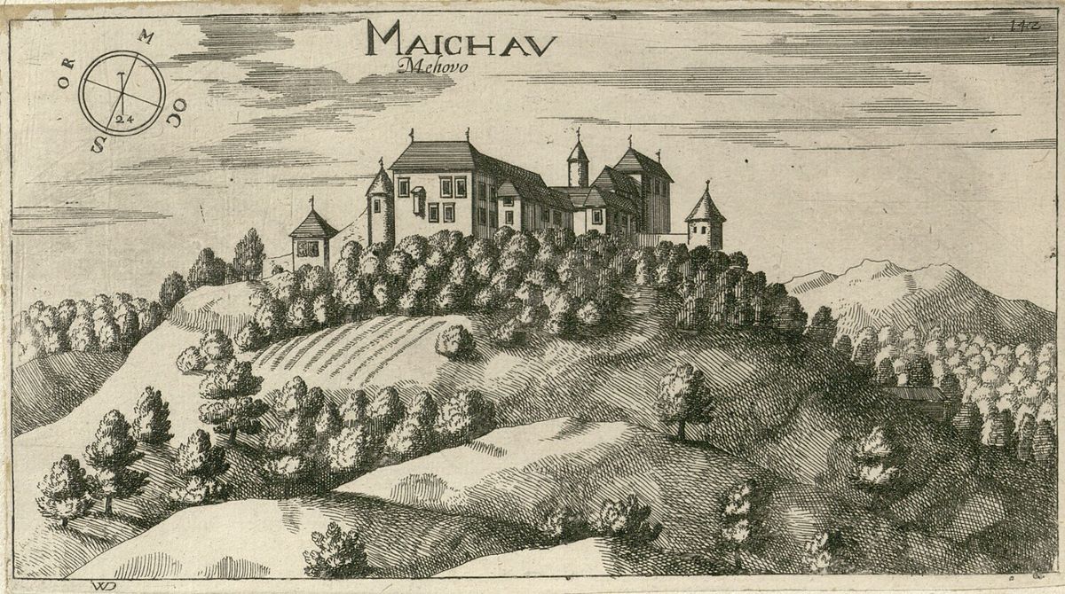 Grad Mehovo na grafici Johanna Weikharda von Valvasora  (1641-1693) 