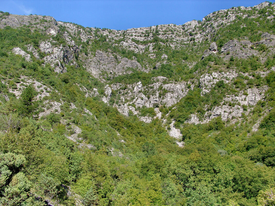 Stijene Misije visoke 200-tinjak metara nadvile su se nad izvorom Zrmanje